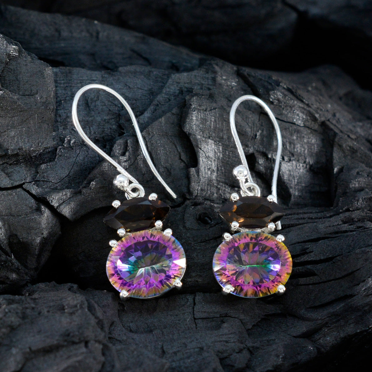 Multi-Egyptian-Ling-multiple-Dangle-multicolor-Silver-Earring