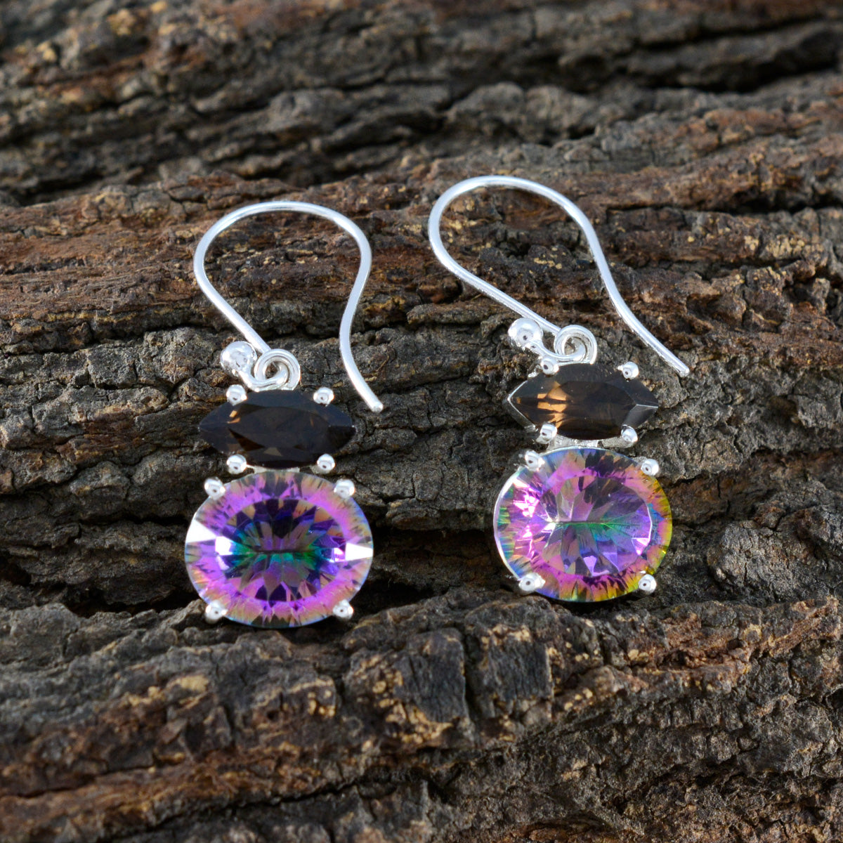 Multi-Egyptian-Ling-multiple-Dangle-multicolor-Silver-Earring