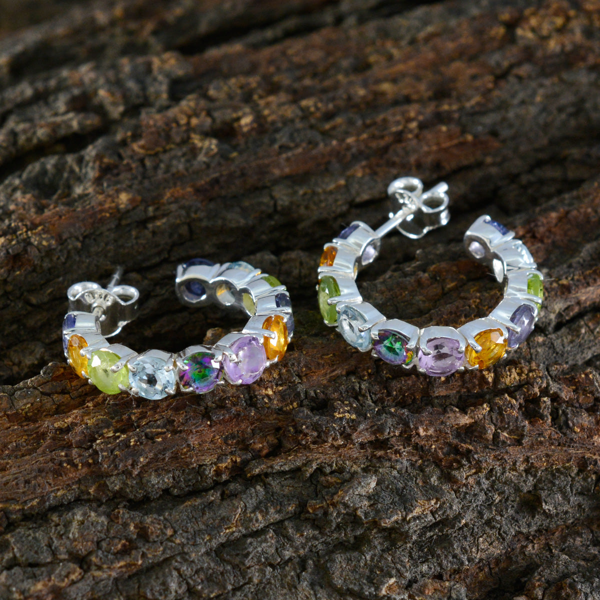 Multi-Turkish-Laura-multiple-Stud-multicolor-925-Sterling-Silver-Earring