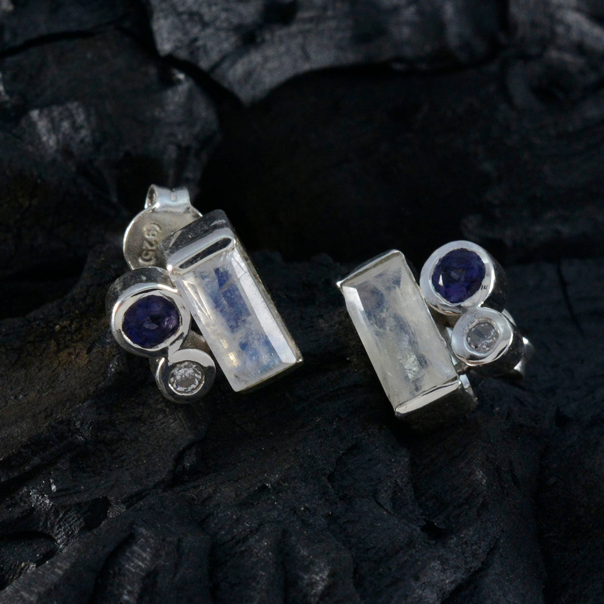 Multi-African-Natalia-Trilogy-Stud-multicolor-Sterling-Silver-Earring