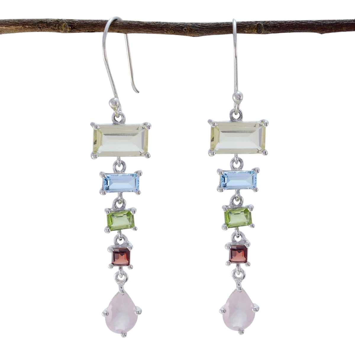 Multi-Spanish-Eun-ji-multiple-Dangle-multicolor-Silver-Earring