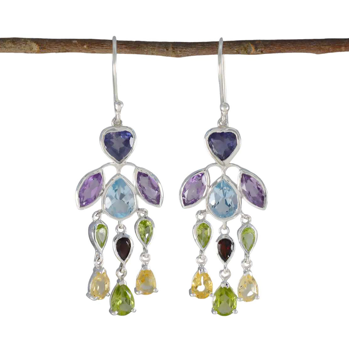 Multi-Russian-Wen-multiple-Dangle-multicolor-925-Sterling-Silver-Earring Main image