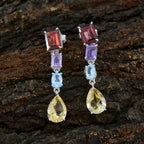 Multi-Turkish-María-quarter-Stud-multicolor-92.5-Silver-Earring