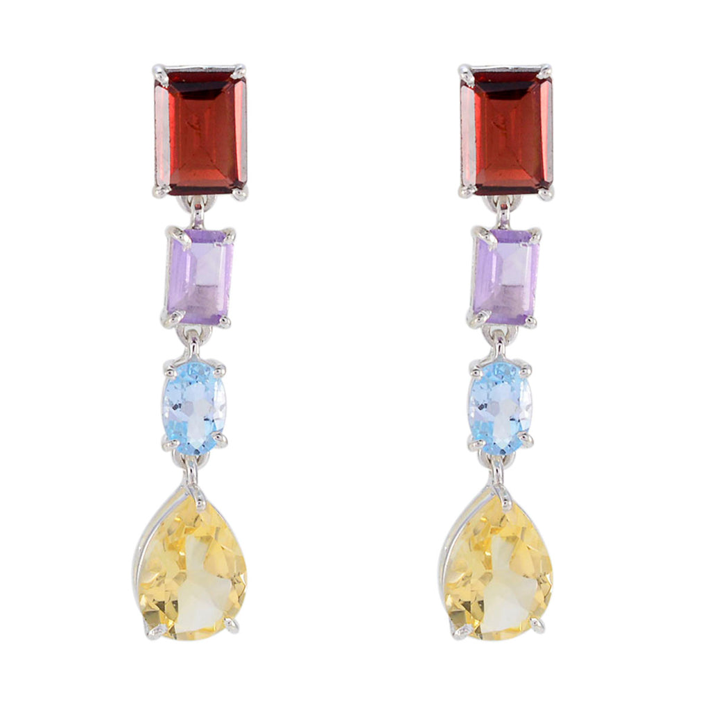 Multi-Turkish-María-quarter-Stud-multicolor-92.5-Silver-Earring