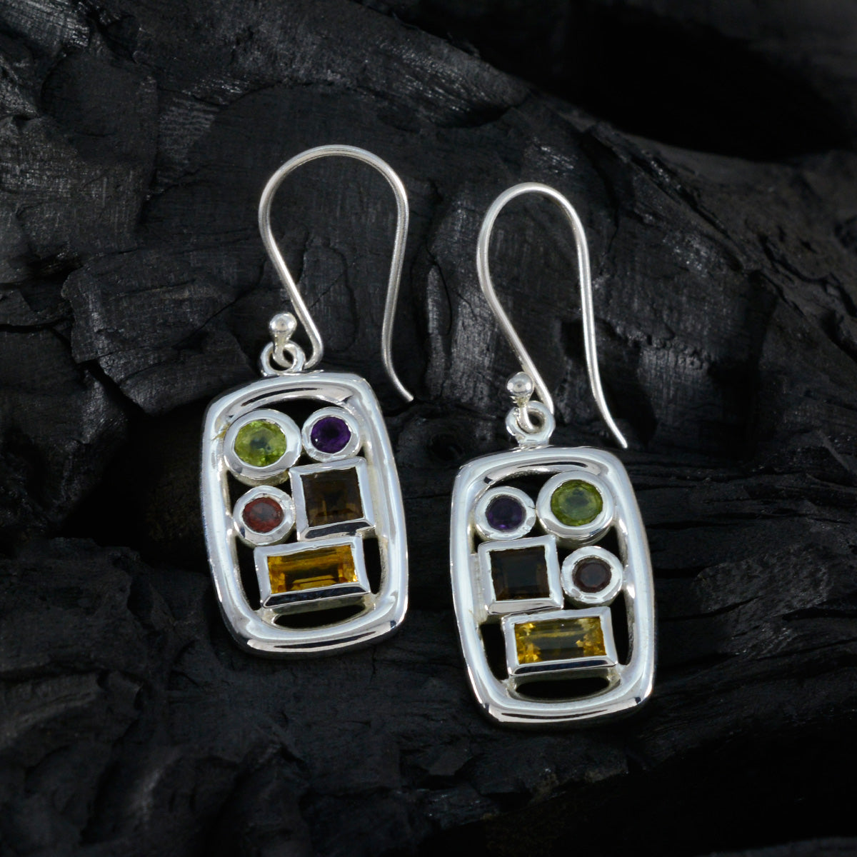 Multi-American-Fernanda-Penta-Dangle-multicolor-92.5-Silver-Earring