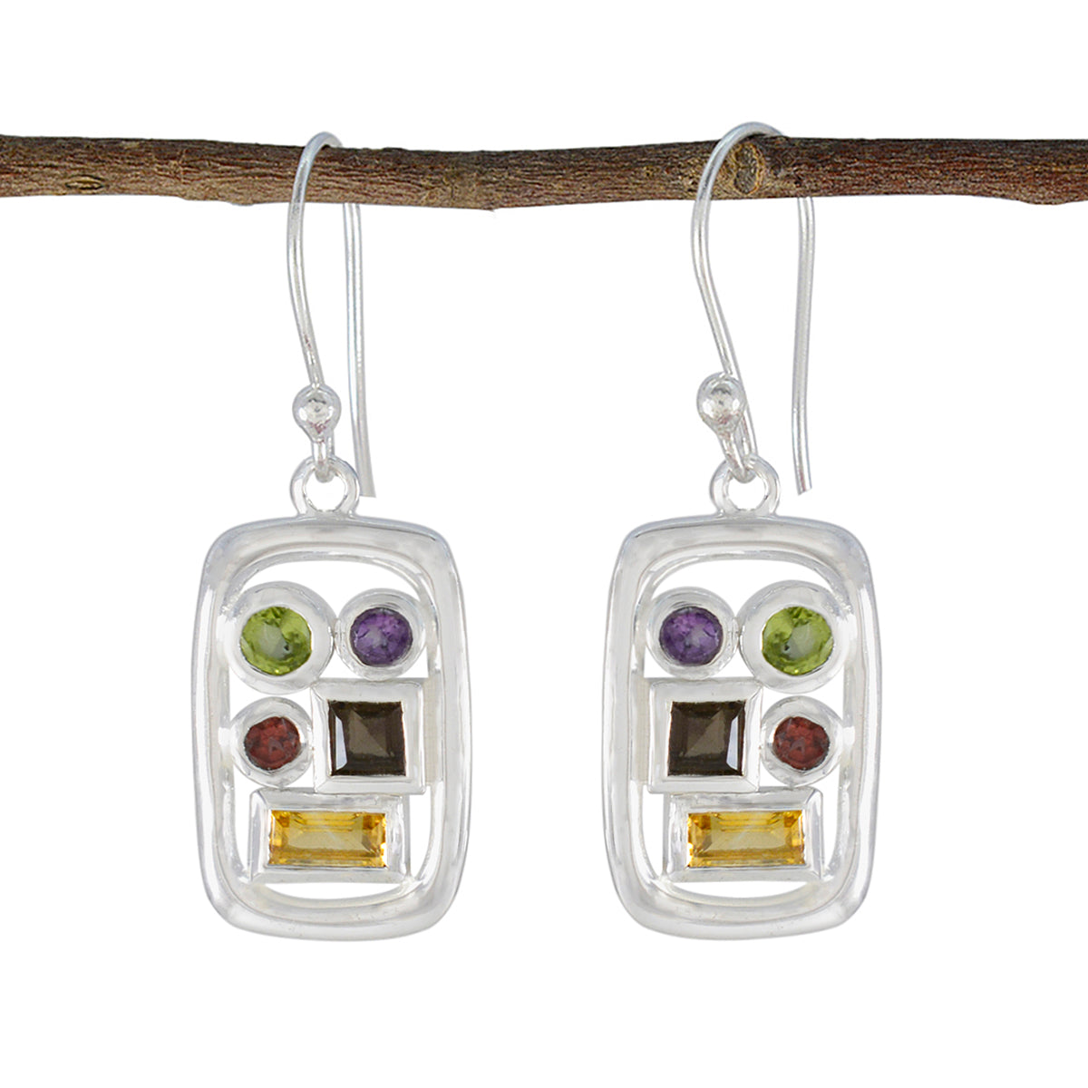 Multi-American-Fernanda-Penta-Dangle-multicolor-92.5-Silver-Earring Image principale du produit