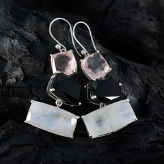 Multi-Korean-Milagros-Trilogy-Dangle-multicolor-Silver-Earring