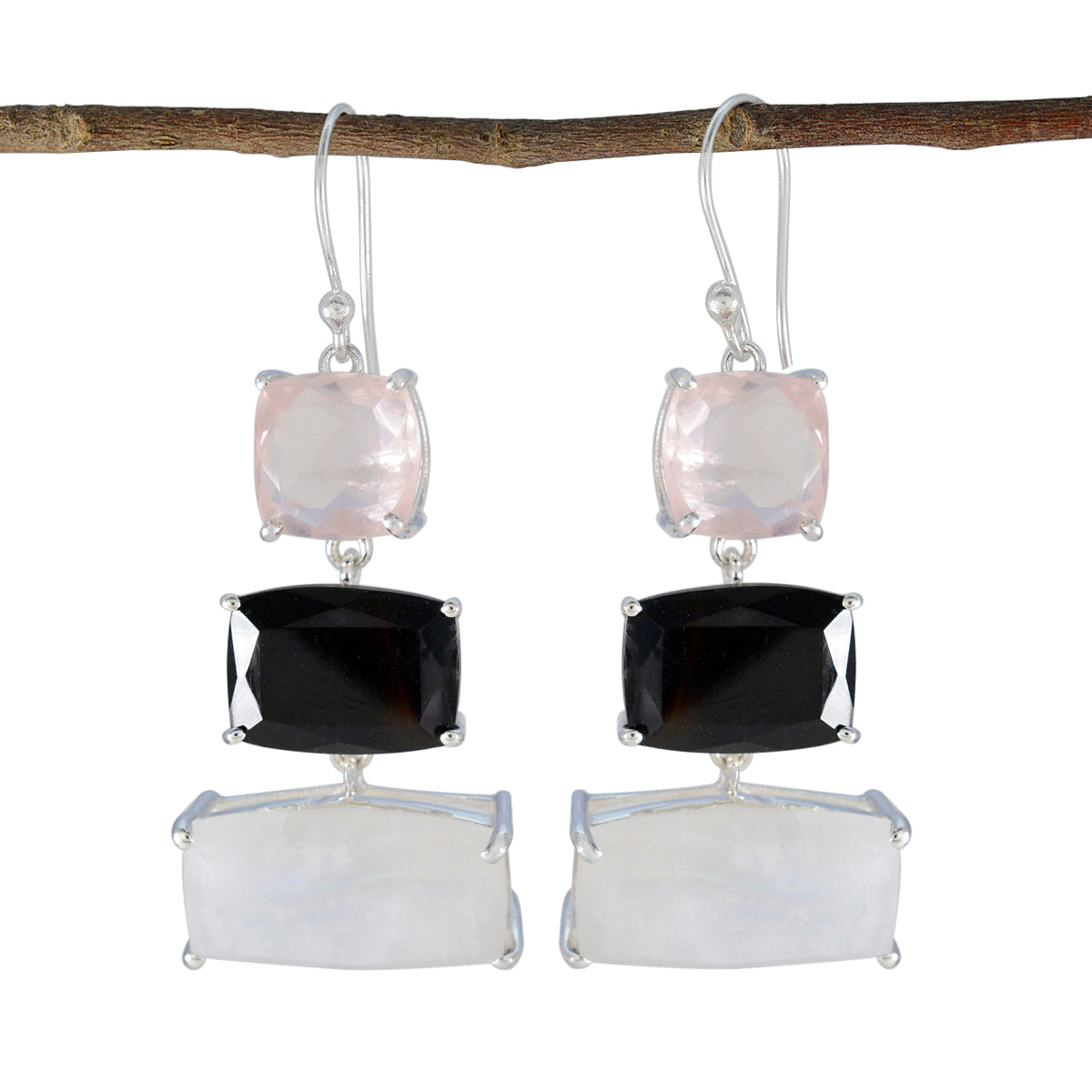 Multi-Korean-Milagros-Trilogy-Dangle-multicolor-Silver-Earring