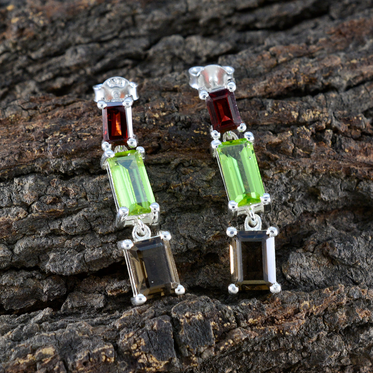 Multi-German-Nora-multiple-Stud-multicolor-925-Silver-Earring