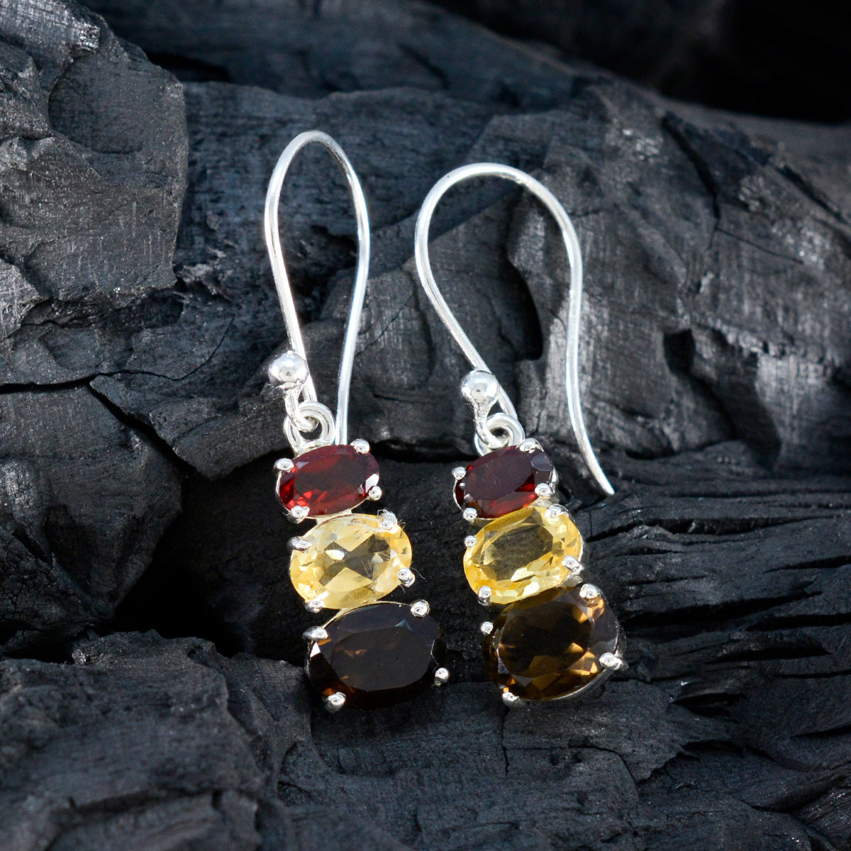 Multi-Russian-Yasmine-multiple-Dangle-multicolor-925-Sterling-Silver-Earring