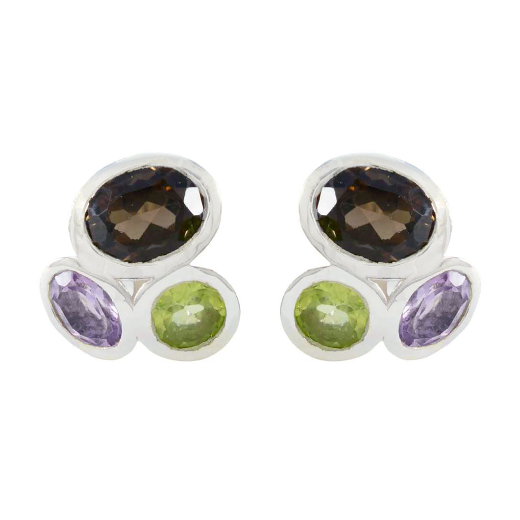 Multi-Egyptian-Jia-multiple-Stud-multicolor-Silver-Earring