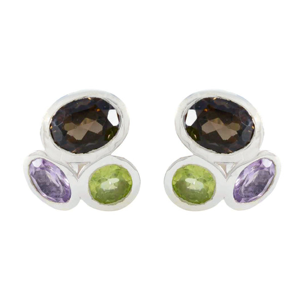 Multi-Egyptian-Jia-multiple-Stud-multicolor-Silver-Earring