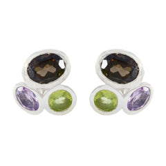 Multi-Egyptian-Jia-multiple-Stud-multicolor-Silver-Earring