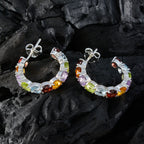 Multi-Italian-Lorena-multiple-Stud-multicolor-Silver-Earring