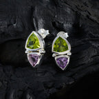 Multi-Latin-American-Victoria-Toi-et-Moi-Stud-multicolor-925-Sterling-Silver-Earring