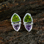 Multi-Latin-American-Victoria-Toi-et-Moi-Stud-multicolor-925-Sterling-Silver-Earring