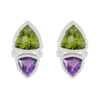 Multi-Latin-American-Victoria-Toi-et-Moi-Stud-multicolor-925-Sterling-Silver-Earring