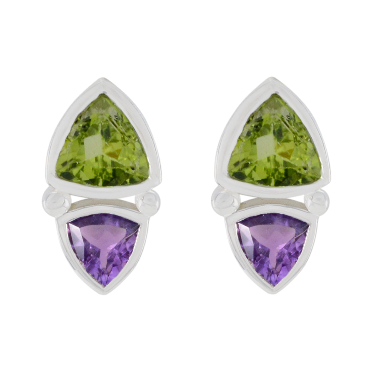 Multi-Latin-American-Victoria-Toi-et-Moi-Stud-multicolor-925-Sterling-Silver-Earring