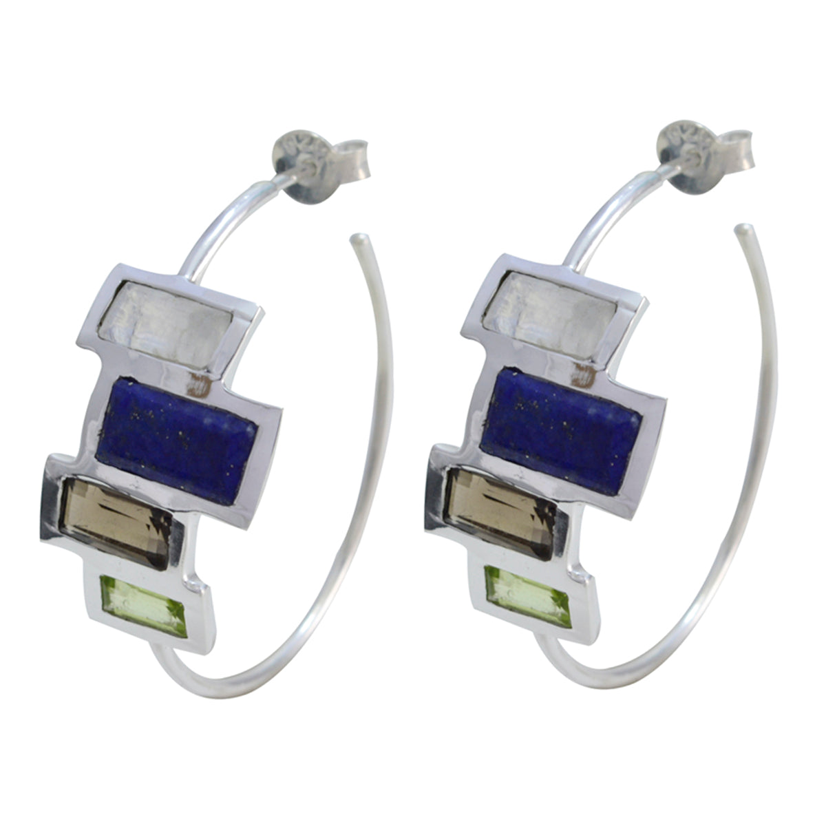 Multi-Korean-Clara-multiple-Stud-multicolor-925-Silver-Earring Huvudsaklig produktbild