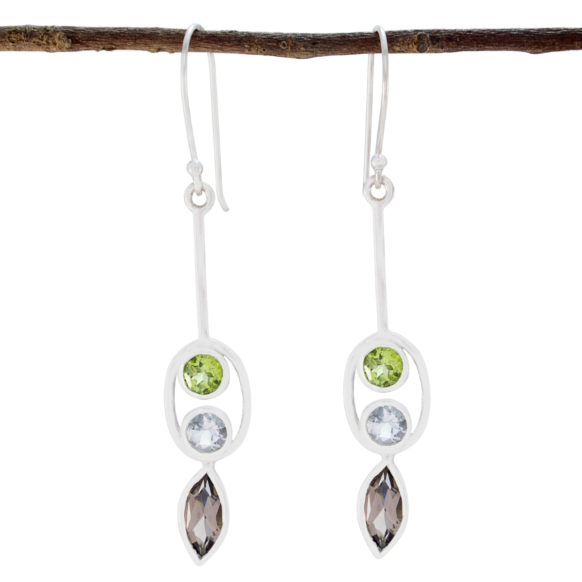 Multi-Turkish-Ling-multiple-Dangle-multicolor-925-Sterling-Silver-Earring Huvudsaklig produktbild