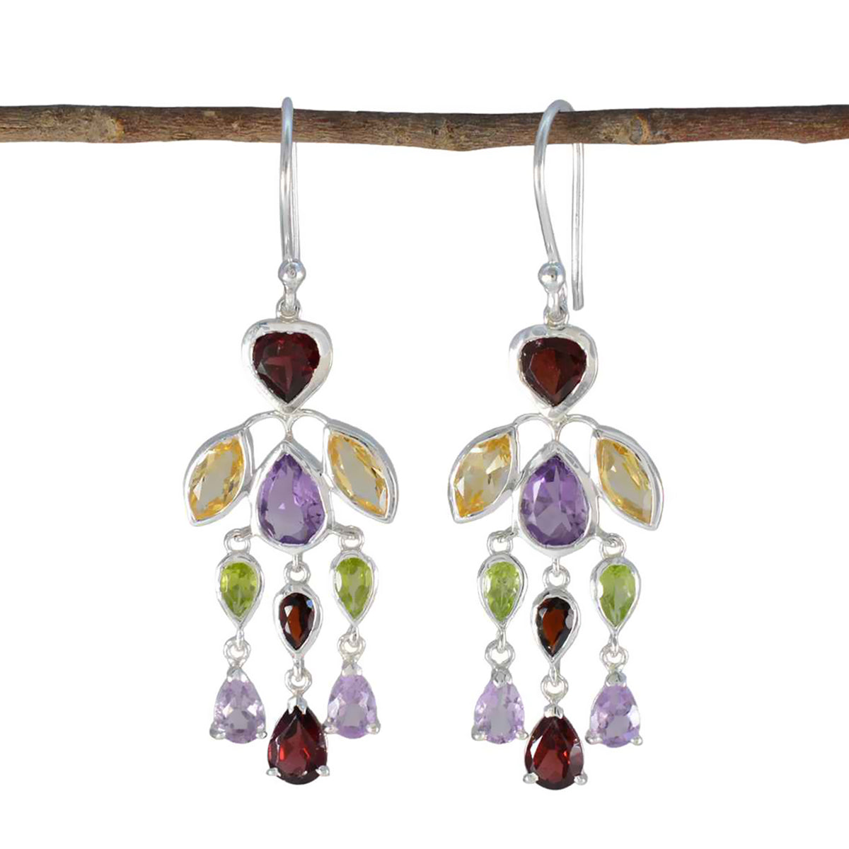 Multi-Moroccan-Xiu-multiple-Dangle-multicolor-Silver-Earring Huvudsaklig produktbild