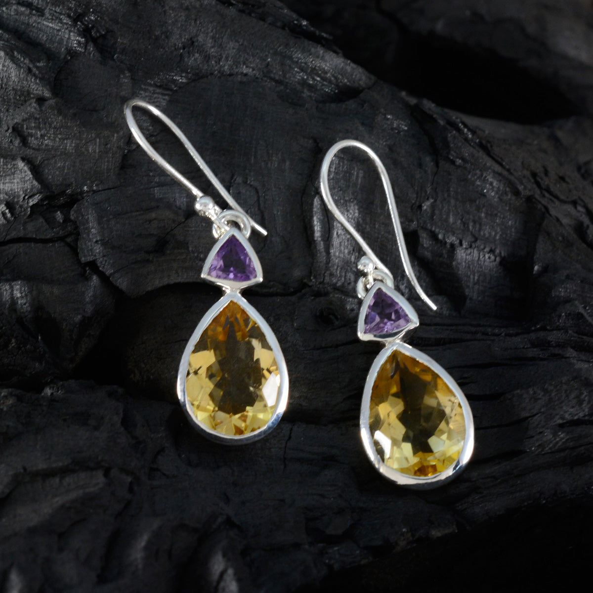 Multi Russian Carla Toi et Moi Dangle multicolor Silver Earring Secondary image