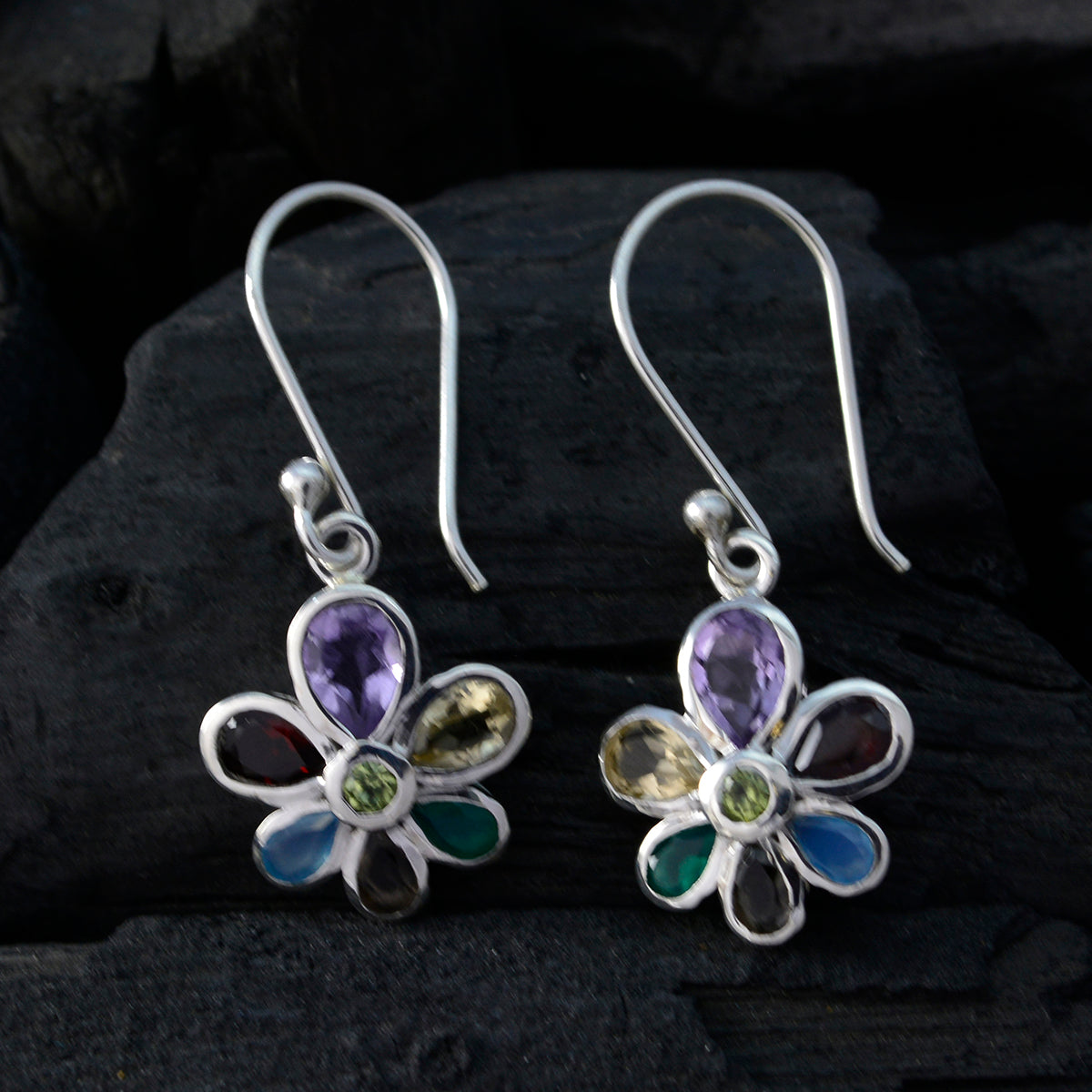 Multi-Italian-Mei-multiple-Dangle-multicolor-92.5-Silver-Earring