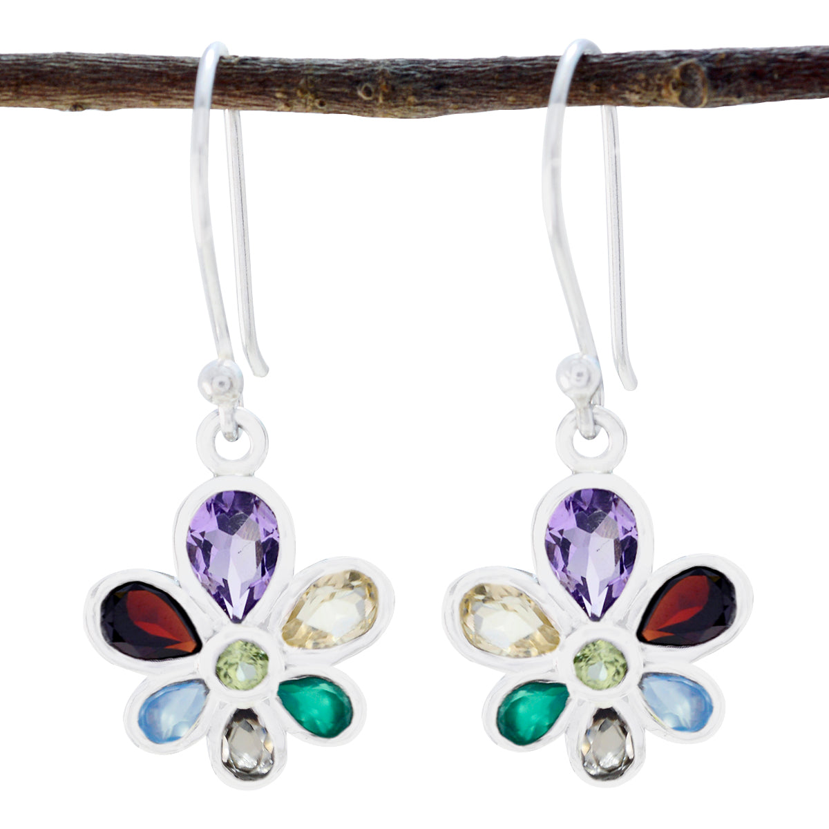 Multi-Italian-Mei-multiple-Dangle-multicolor-92.5-Silver-Earring Huvudsaklig produktbild
