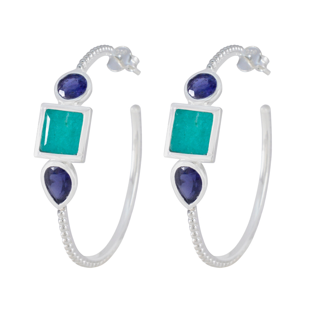 Multi-African-Yasmin-Trilogy-Stud-multicolor-Sterling-Silver-Earring メイン画像