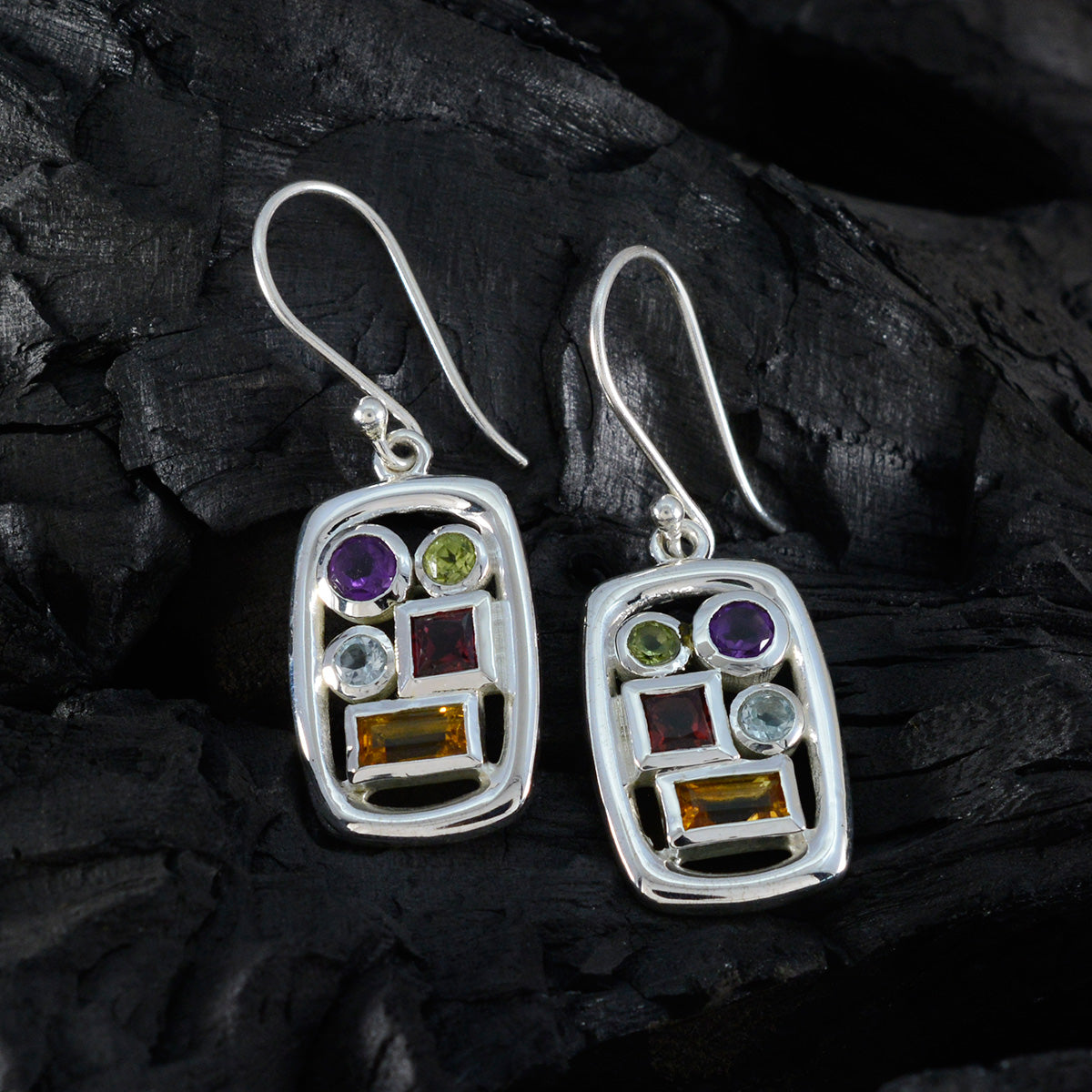 Multi-Korean-Florencia-Penta-Dangle-Multicolor-925-Sterling-Silber-Ohrring