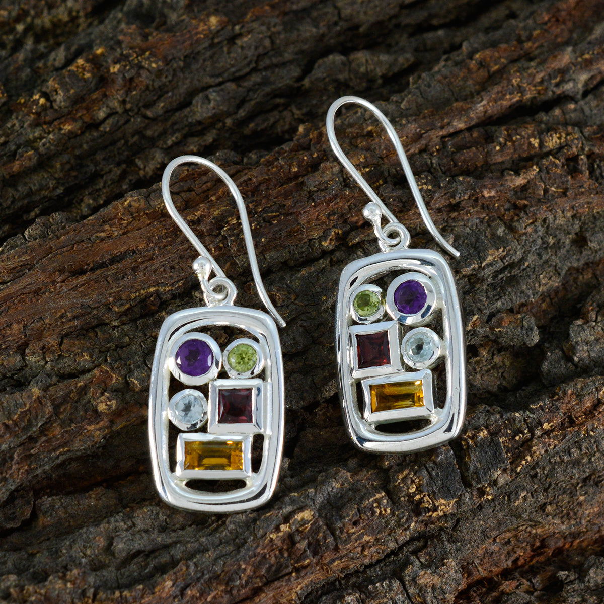 Multi-Korean-Florencia-Penta-Dangle-Multicolor-925-Sterling-Silber-Ohrring