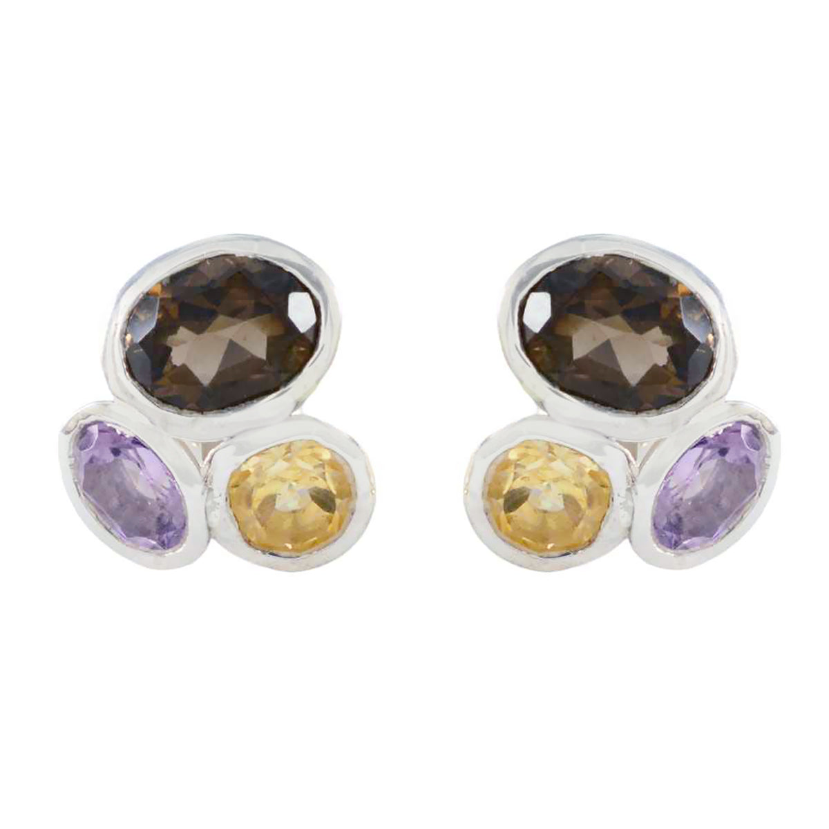 Multi-Spanish-Dayana-Trilogy-Stud-multicolor-925-Sterling-Silver-Earring Imagen principal del producto