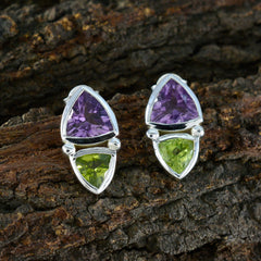 Multi-French-Aaliyah-Toi-et-Moi-Stud-multicolor-Silver-Earring