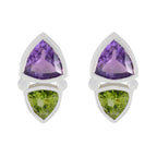 Multi-French-Aaliyah-Toi-et-Moi-Stud-multicolor-Silver-Earring