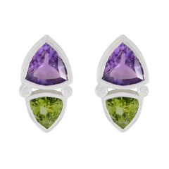 Multi-French-Aaliyah-Toi-et-Moi-Stud-multicolor-Silver-Earring