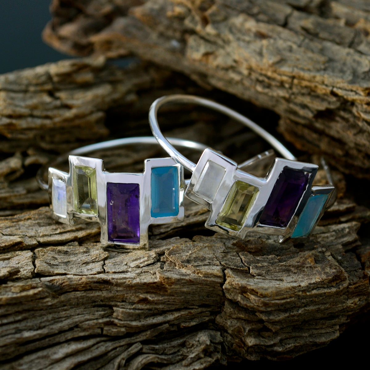 Multi-Japanese-Constanza-multiple-Stud-multicolor-92.5-Silver-Earring