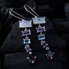 Multi-Egyptian-Bella-multiple-Dangle-multicolor-Silver-Earring
