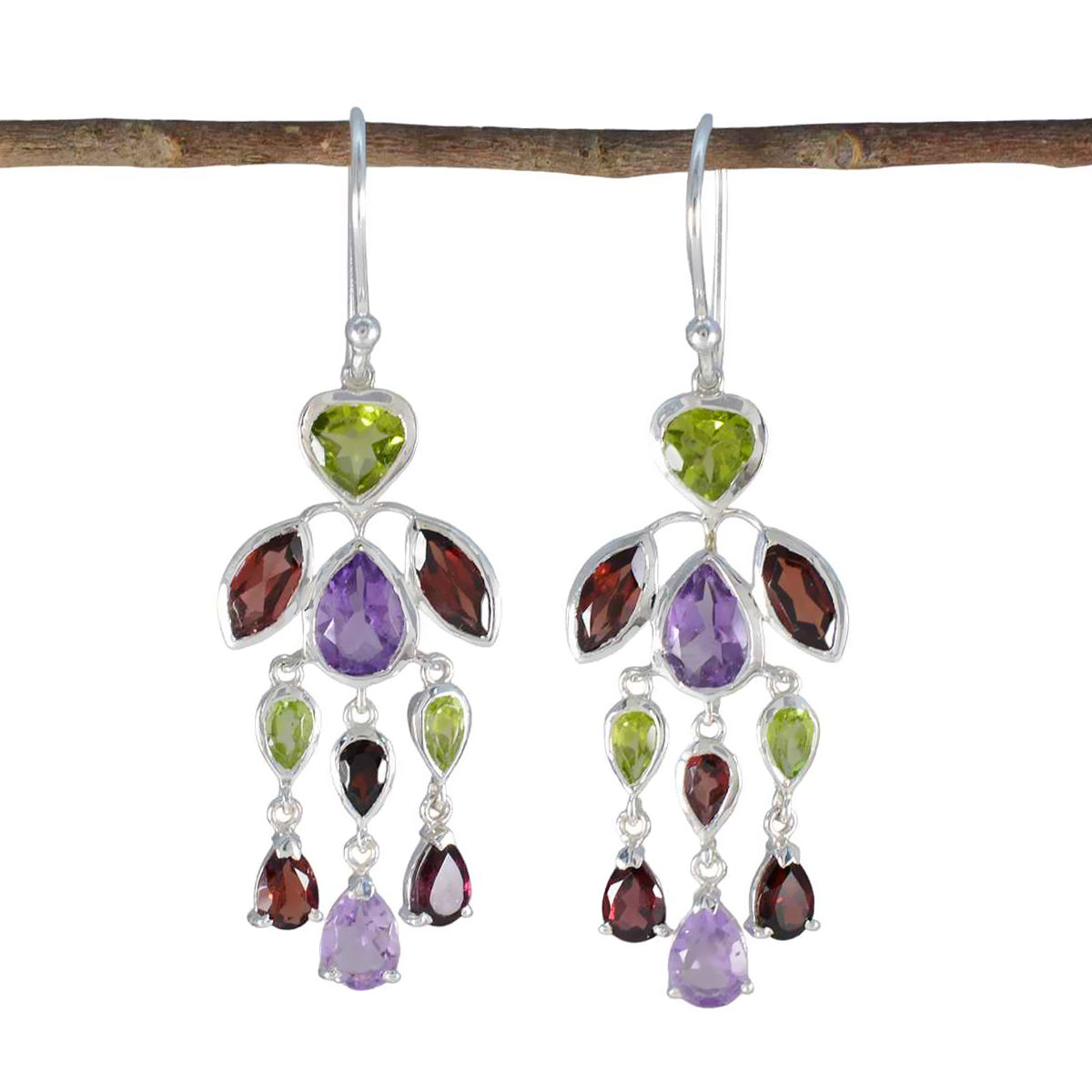Multi-Egyptian-Yan-multiple-Dangle-multicolor-Sterling-Silver-Earring