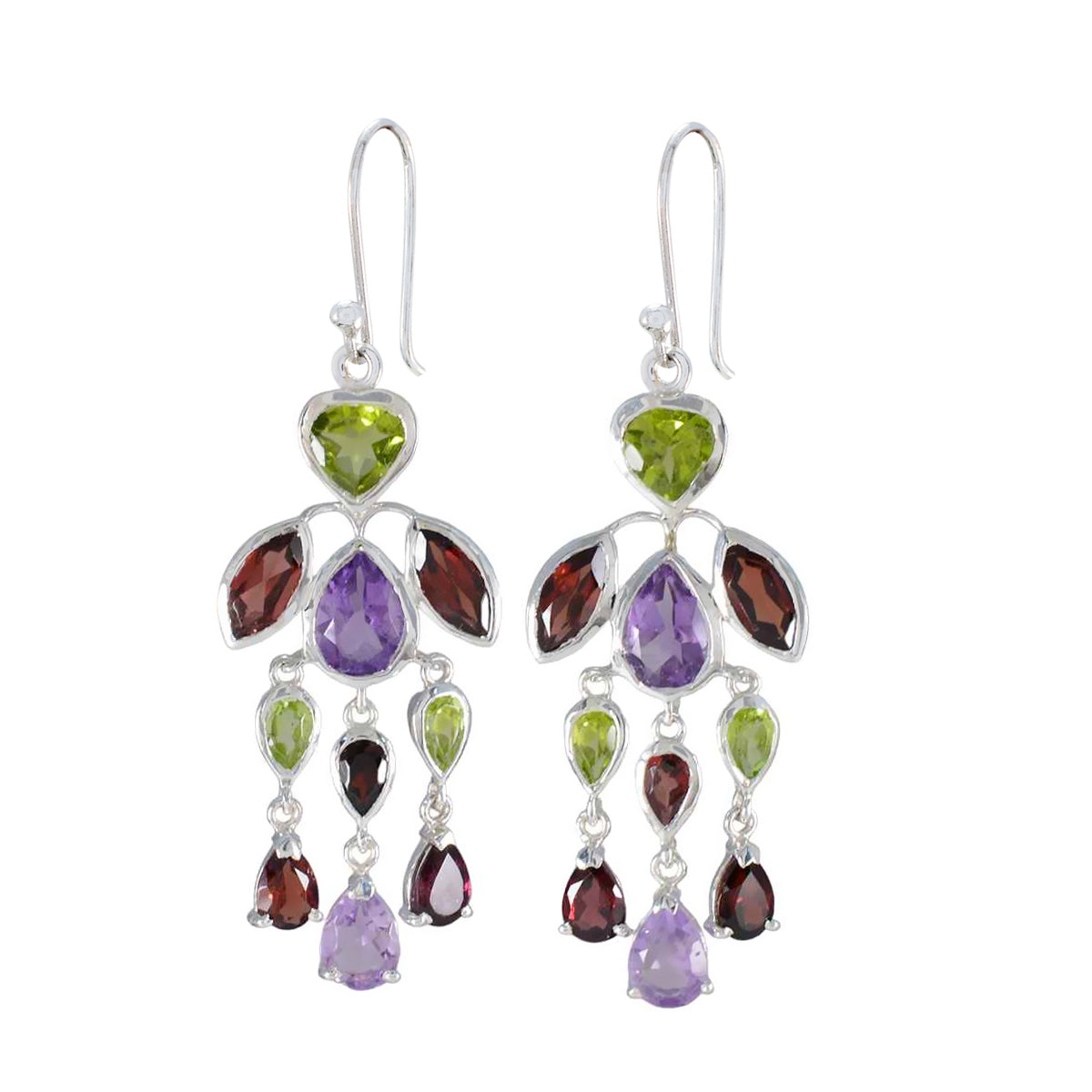 Multi-Egyptian-Yan-multiple-Dangle-multicolor-Sterling-Silver-Earring