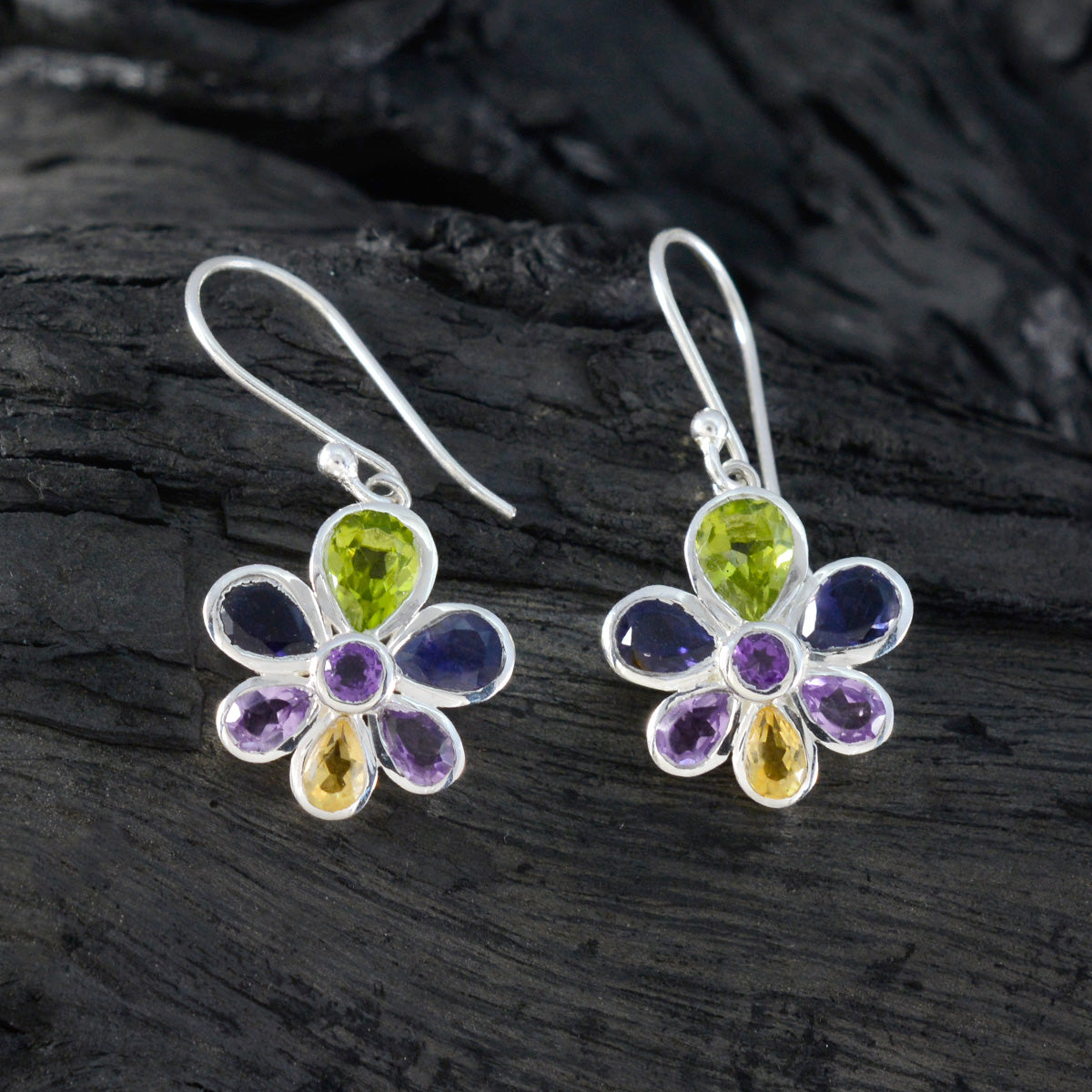 Orecchini pendenti multicolori Joaquina tedeschi multipli in argento Sterling 925 Immagine secondaria del prodotto