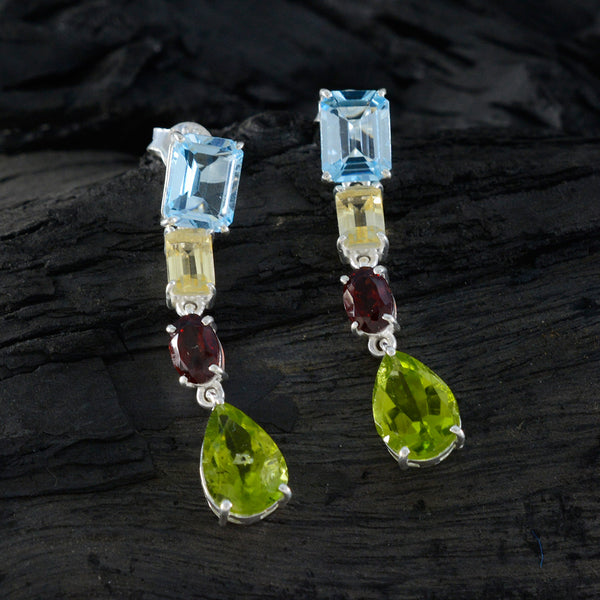 Multi-Middle-Eastern-Micaela-quarter-Stud-multicolor-Silver-Earring