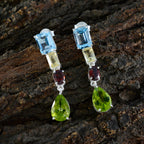 Multi-Middle-Eastern-Micaela-quarter-Stud-multicolor-Silver-Earring