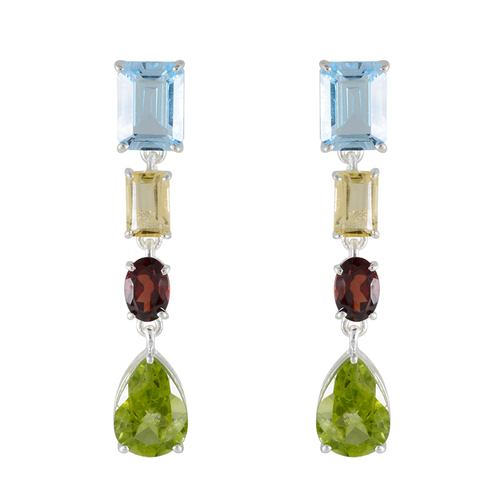 Multi-Middle-Eastern-Micaela-quarter-Stud-multicolor-Silver-Earring