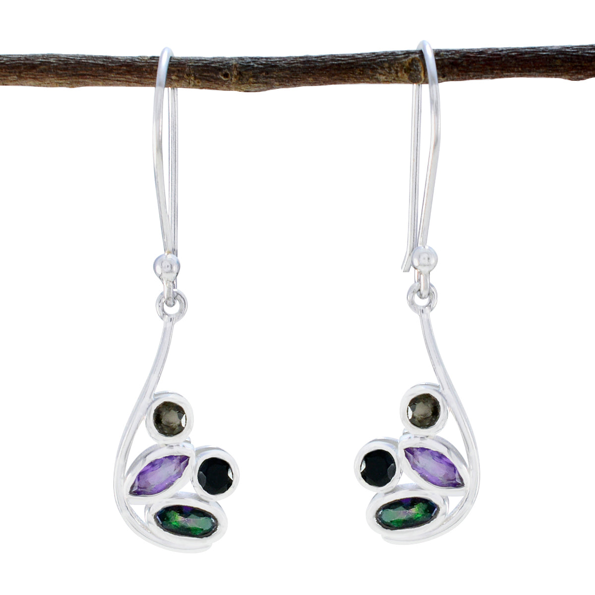 Multi-Latin-American-Aisha-quarter-Dangle-multicolor-92.5-Silver-Earring Hoofdafbeelding