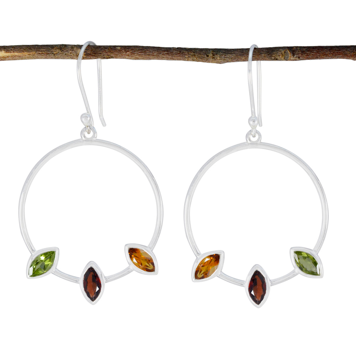 Multi-Latin-American-Natalie-Trilogy-Dangle-multicolor-925-Silver-Earring