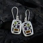 Multi-Japanese-Gabriela-Penta-Dangle-multicolor-Silver-Earring