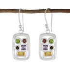 Multi-Japanese-Gabriela-Penta-Dangle-multicolor-Silver-Earring