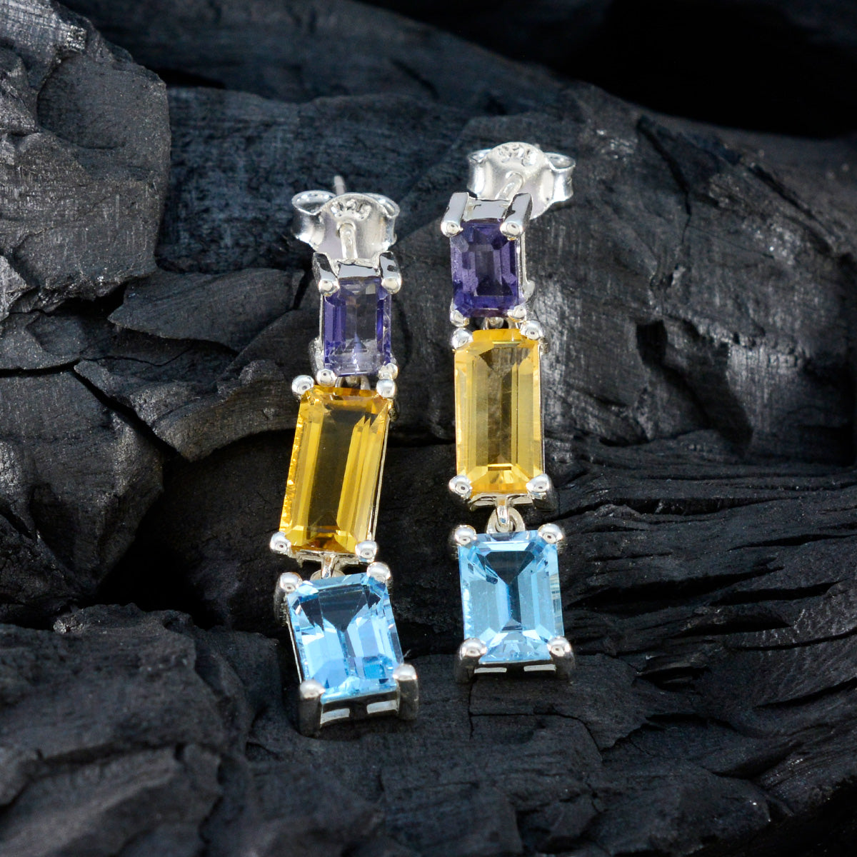 Multi-Russian-Olivia-multiple-Stud-multicolor-925-Sterling-Silver-Earring