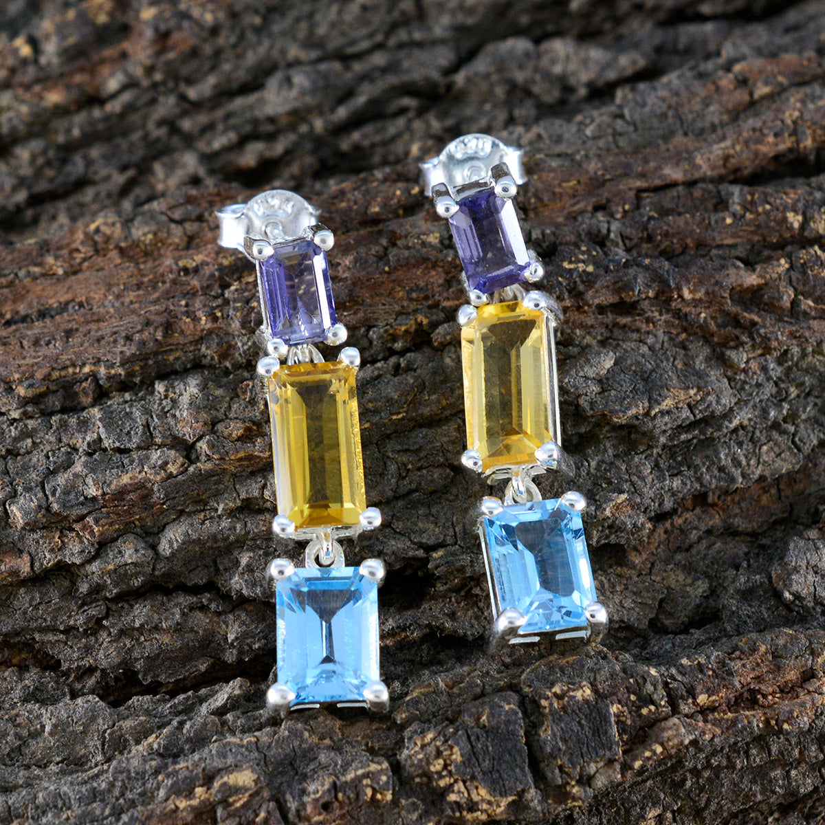 Multi-Russian-Olivia-multiple-Stud-multicolor-925-Sterling-Silver-Earring