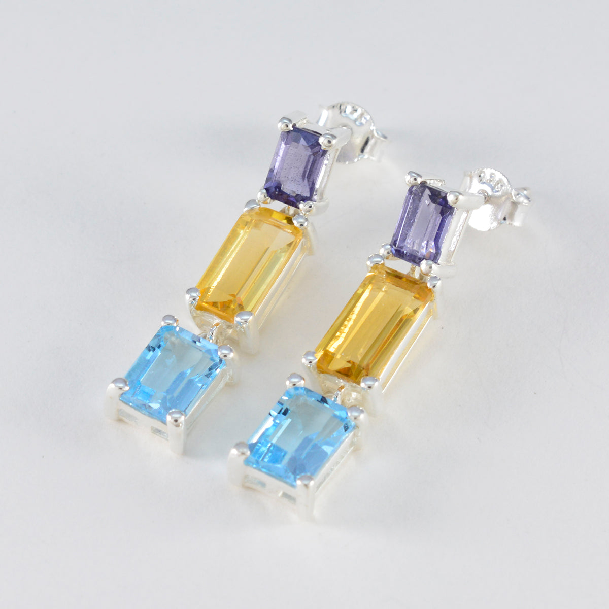 Multi-Russian-Olivia-multiple-Stud-multicolor-925-Sterling-Silver-Earring